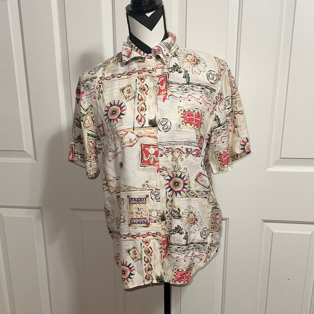 Talbots Vintage Silk Button Front Blouse